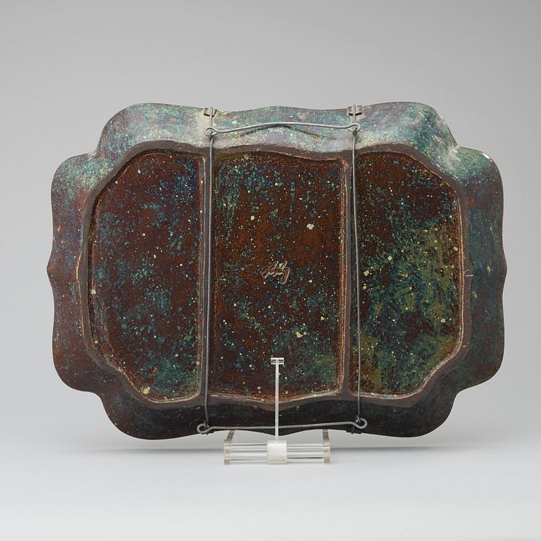 A Hans Hedberg faience tray, Biot, France.