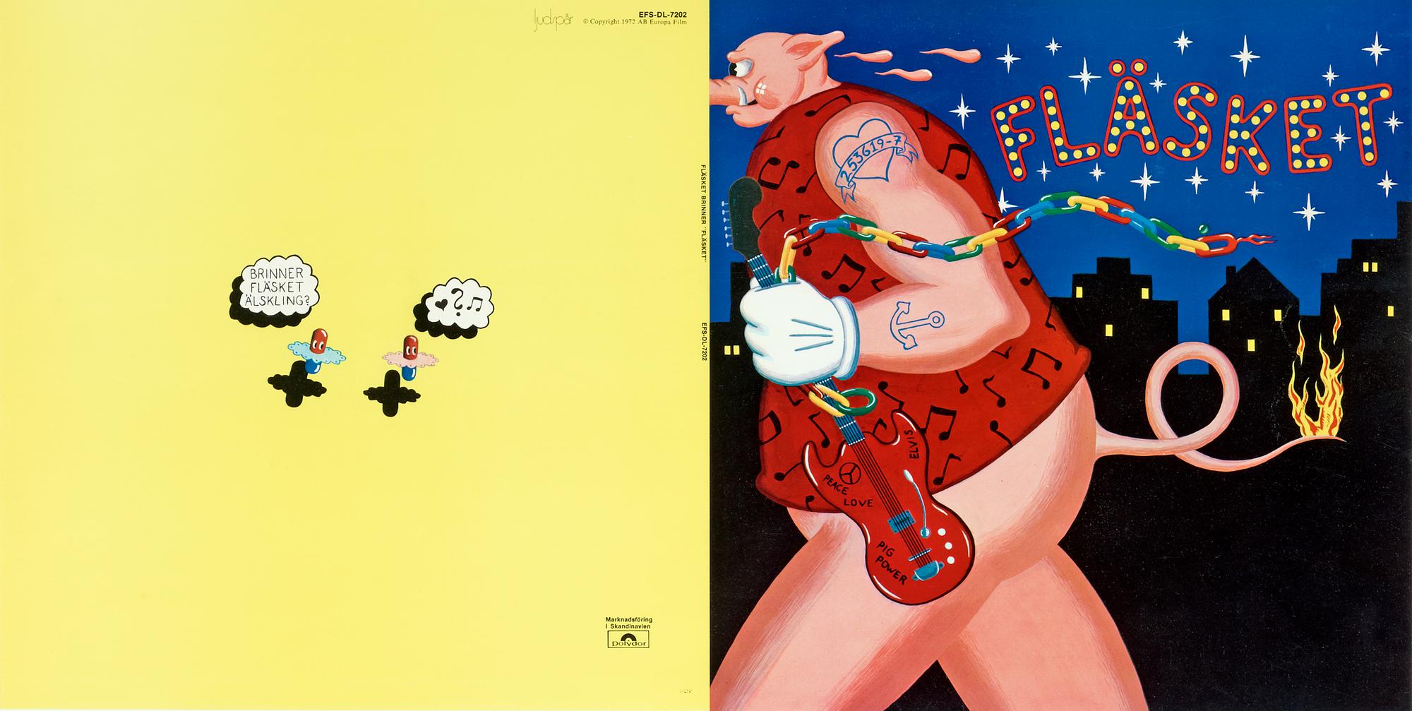 Hans Esselius, The Original and Trial Proof for the "Fläsket brinner" 1972 Record Cover.