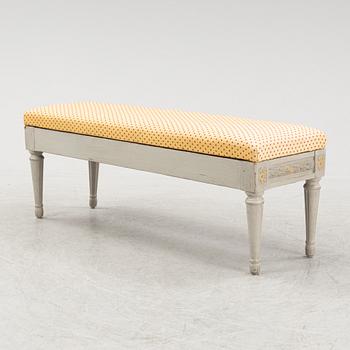 A painted Gustavian bench, end of the 18th Century.