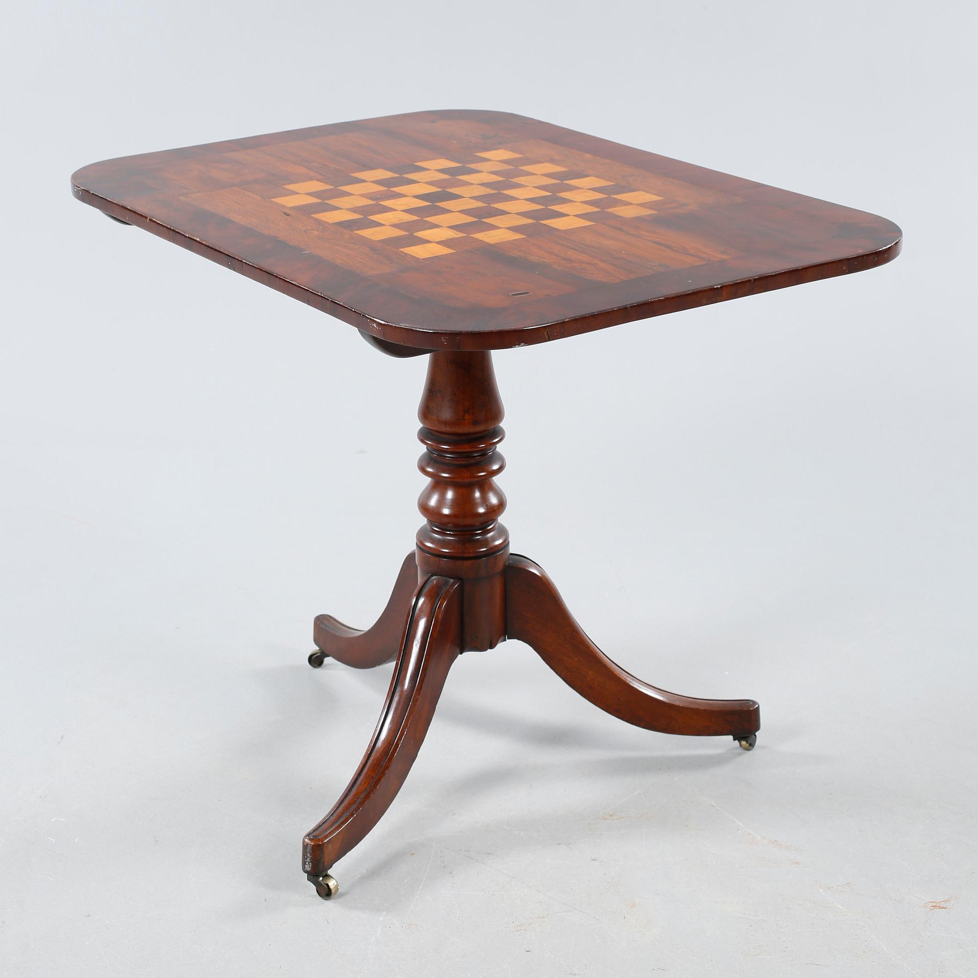 A folding chess table, 19th century.