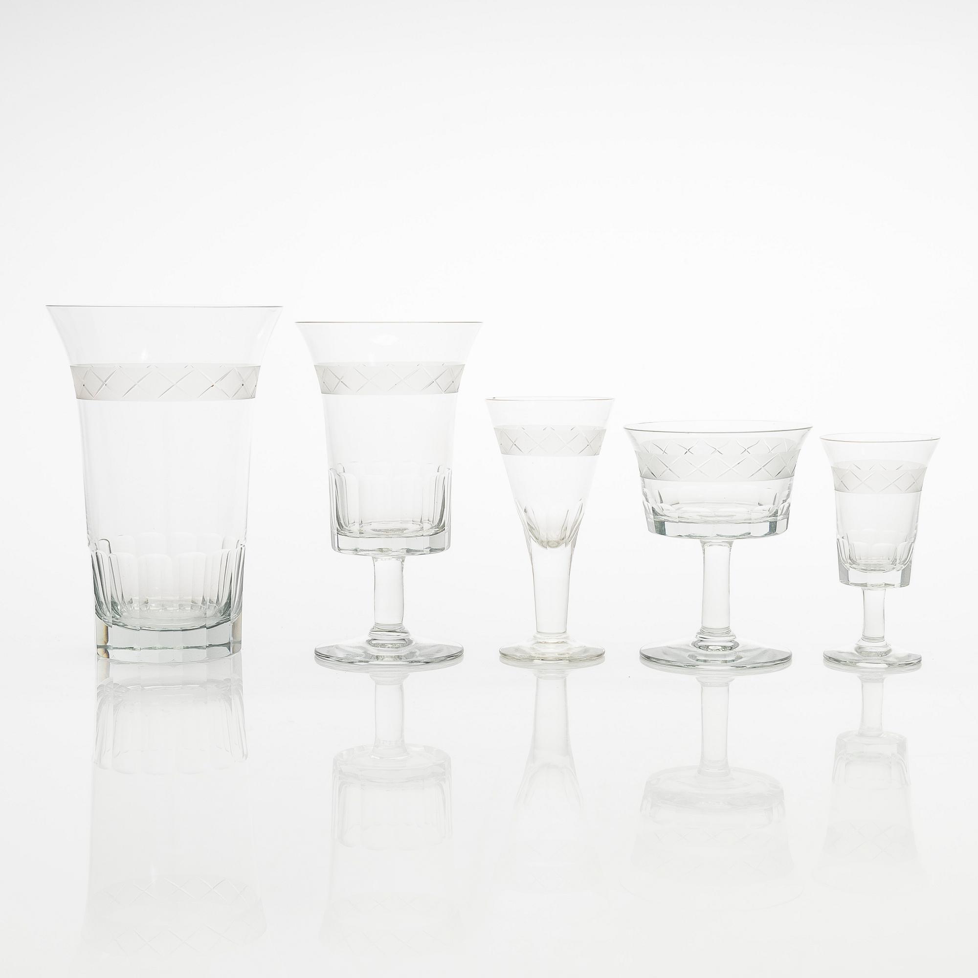 Glasservis, 36 st, "Antica" Nuutajärvi, Notsjö. I produktion 1900-1969.