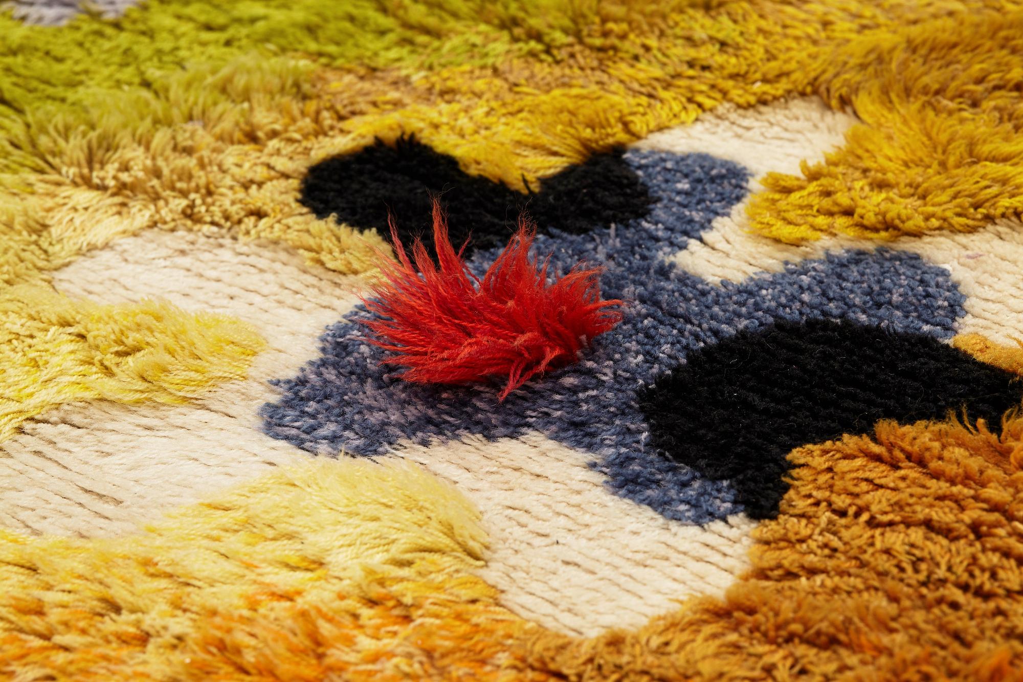 Pierre Olofsson, A carpet, "Havsbotten", knotted pile in relief, ca 201 x 159 cm. Designed by the Swedish painter Pierre Olofsson.