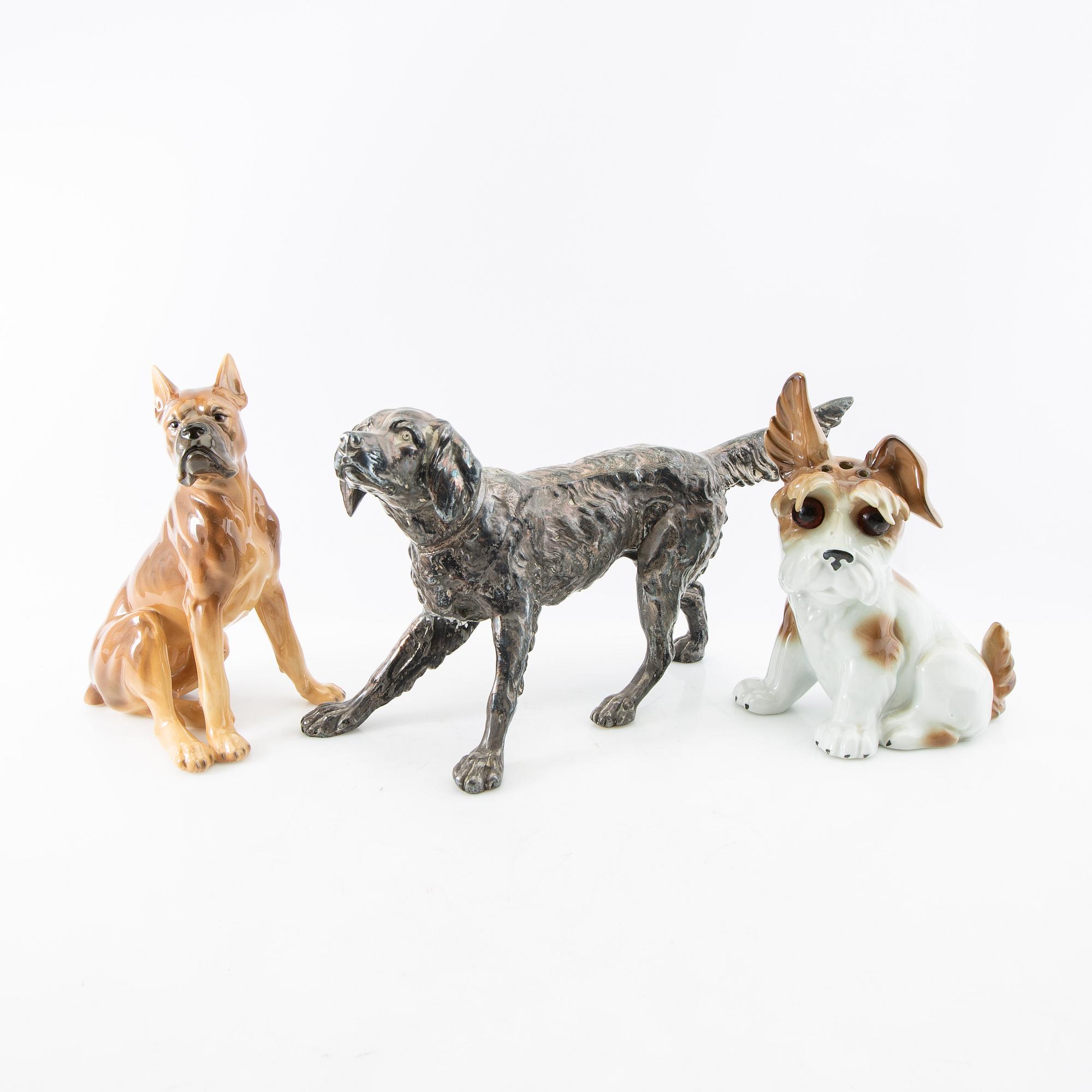 Figurines 8 pcs 20th century porcelain and metal.