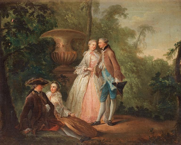 Jean-Antoine Watteau Follower of, Fête galante.