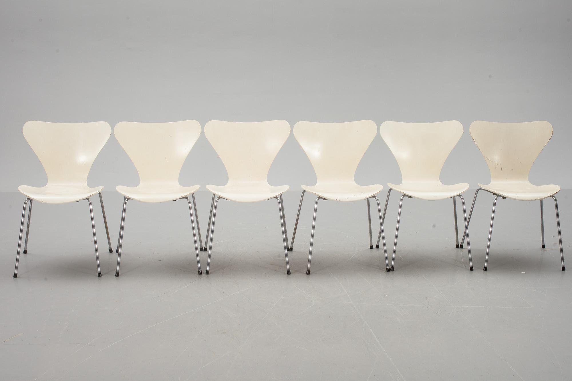 STOLAR, 6 st, "Sjuan", Arne Jacobsen, Fritz Hansen.