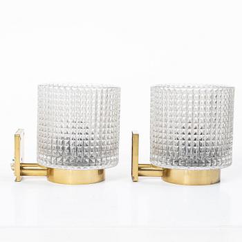 Carl Fagerlund, Wall lamps, a pair, Orrefors.