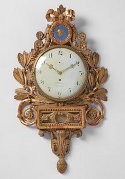 Wall clock, late Gustavian, Sven Peter Hörning (1750-1808, watchmaker in Stockholm, took over Petter Ernst's clock factory in 1785).