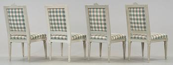 Four Gustavian chairs by J Malmsten, master 1780.