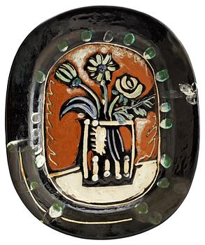 A Pablo Picasso 'Bouquet' faience dish, Madoura, Vallauris, France 1955.