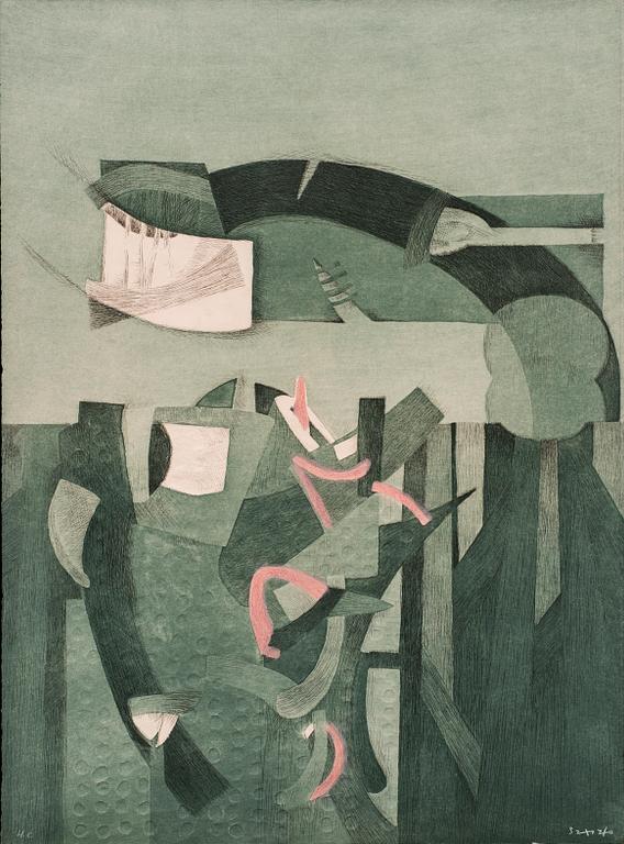 FERNANDO DE SZYSZLO VALDELOMAR, etching in colours, signed and numbered H.C.