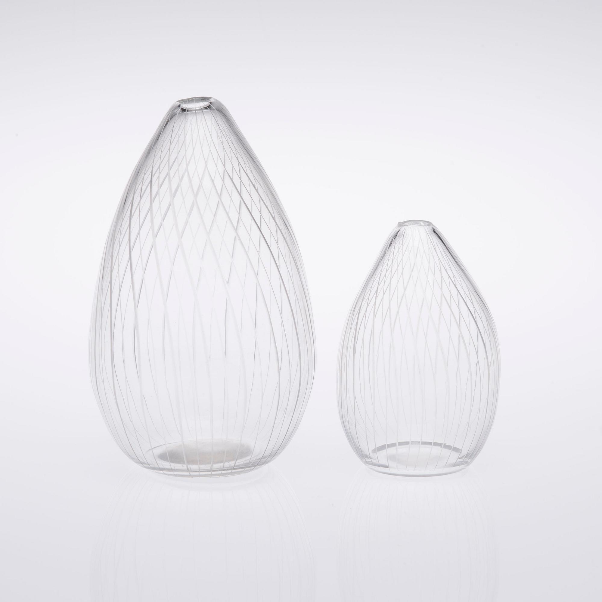 VASER, 2 st glas, signerade Tapio Wirkkala Iittala.