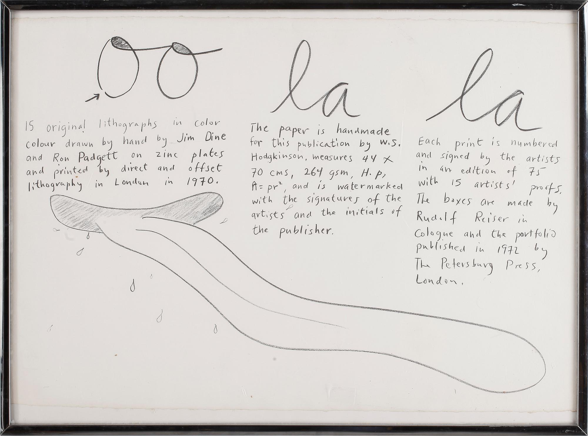 JIM DINE (USA), litografier, 2 st ur serien Oo la la. Den ena signerad och  numrerad 52/75.
