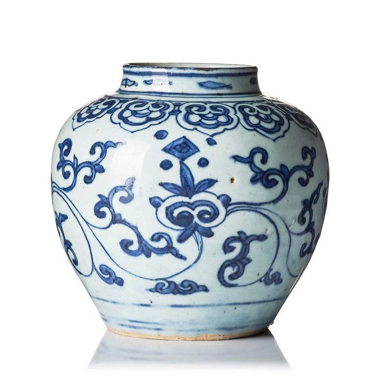 A blue and white jar, Ming dynasty (1368-1644).