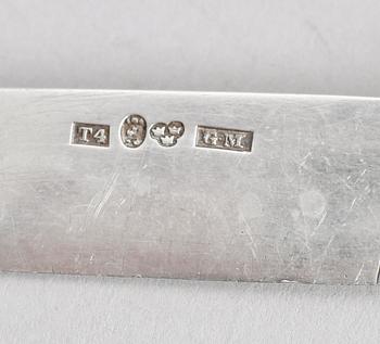 FRUKTKNIVAR, 8 st, silver, Gustaf Möllenborg, Stockholm 1849. Vikt ca 216 gram.