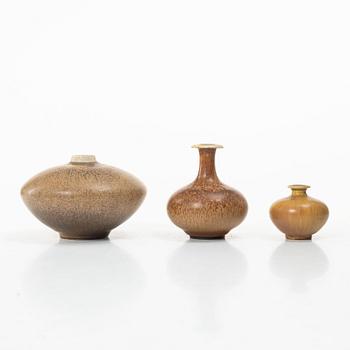Berndt Friberg, a set of three stoneware vases, Gustavsberg Studio, 1944–66.