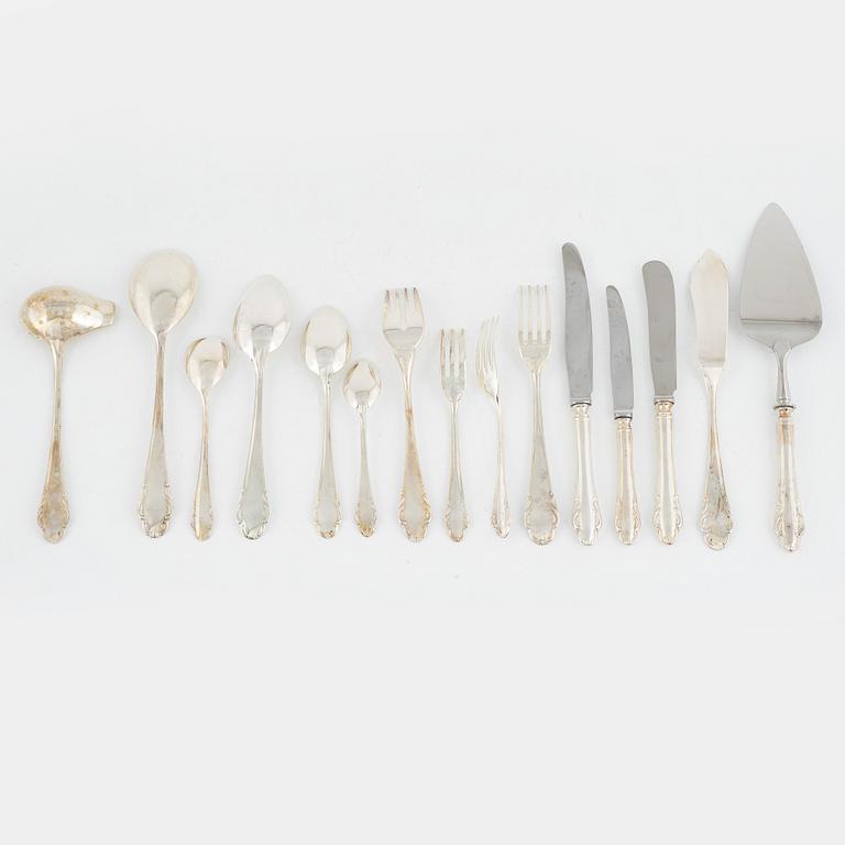 A 133-piece silver flat wear set in a box, model "Haga", Mema, Lidköping, Sweden, 1989-1990.