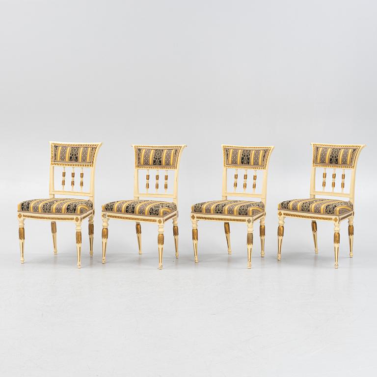 A set of four late Gustavian chairs, Stockholm, circa 1800.