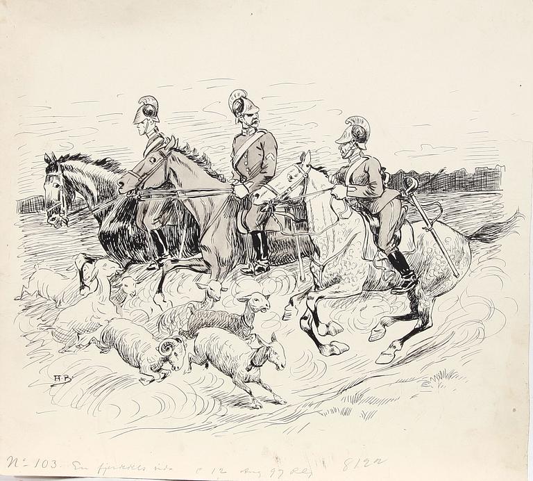 AXEL BÄCKMAN, tuschteckningar, 4 st. Sign.