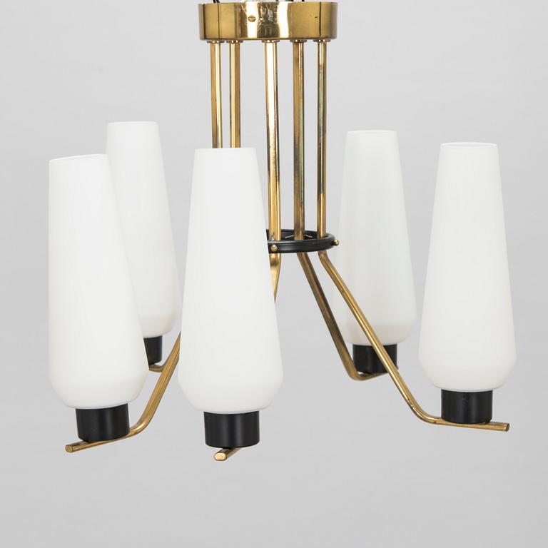 A mid- 20th- century brass pendant light, 'ER 173/5' for Itsu, Finland.