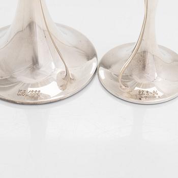Tapio Wirkkala, three 'Trumpetti' silver candlesticks, Kultakeskus, Hämeenlinna 1994-97.