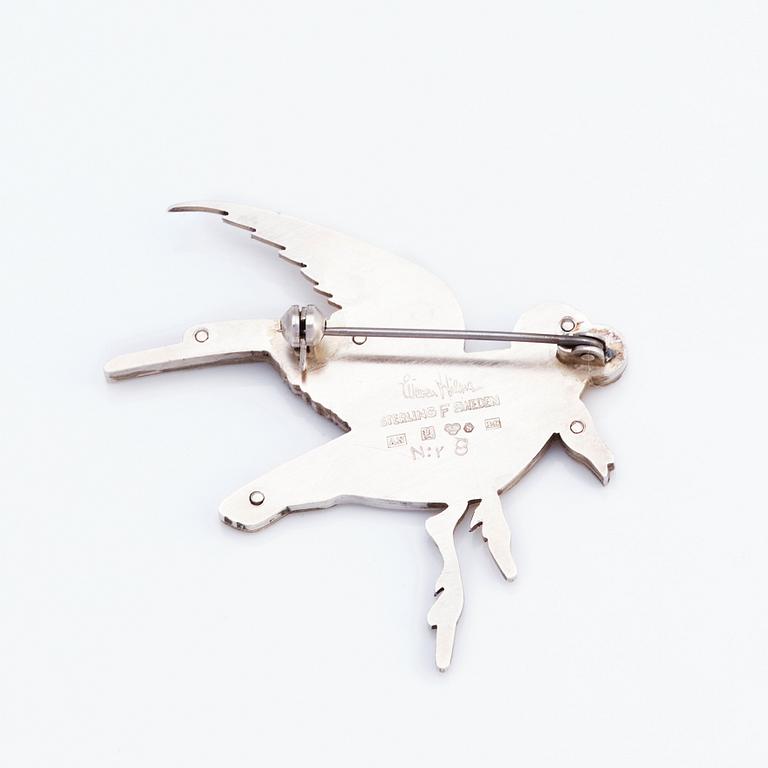 Wiwen Nilsson, a sterling silver brooch of a flying goose, Lund 1961, nr 8.