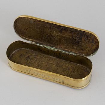 A BRASS TOBACCO BOX, netherlands, 18th/19th century.