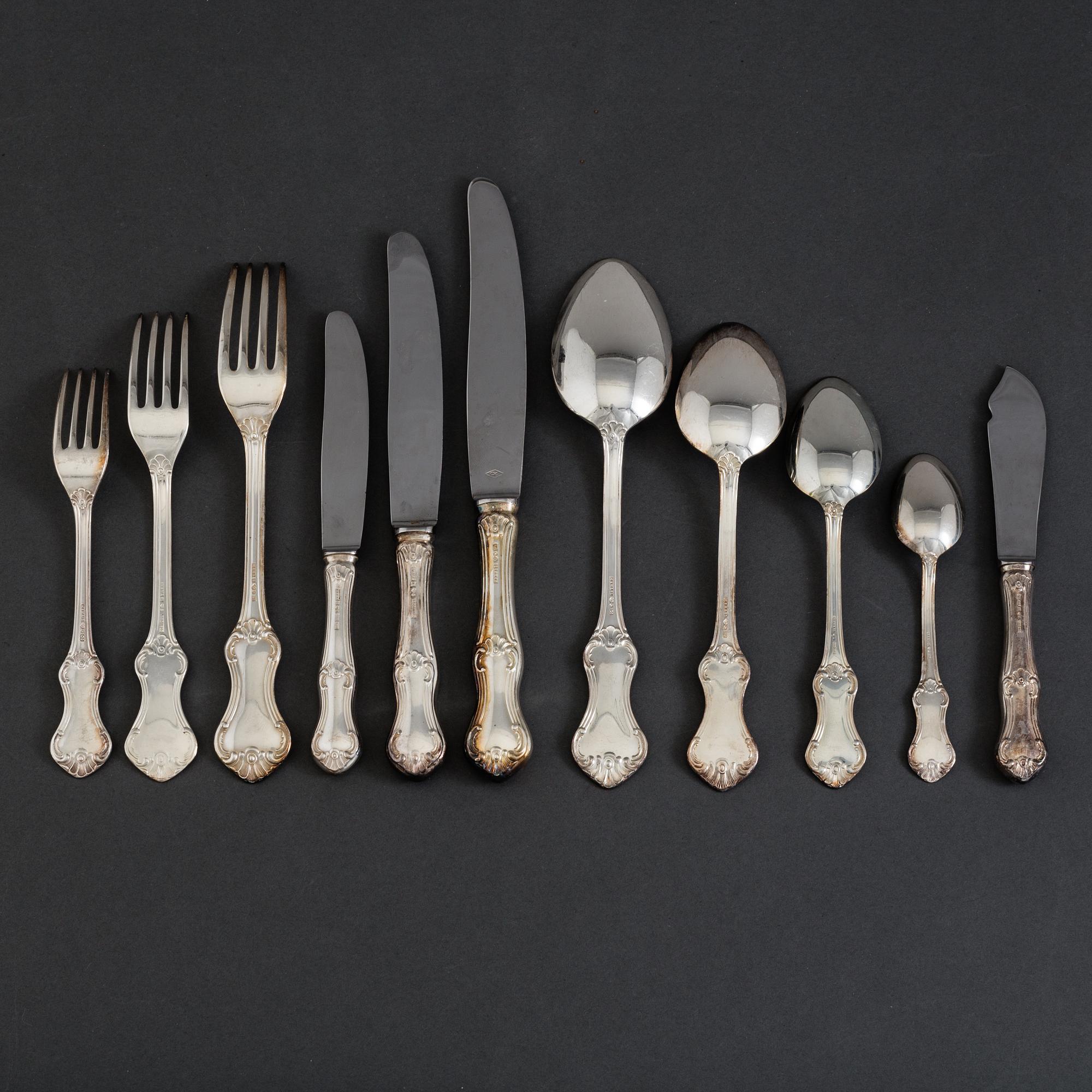 A 126 piece set of silver flatware, model "Patricia" by MEMA, 1960's.