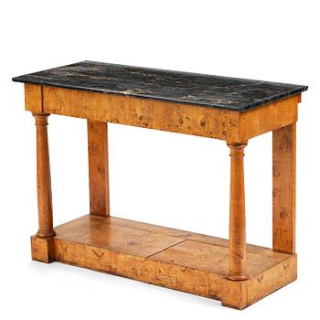263. A Swedish Empire birch root console table, early 19th century.