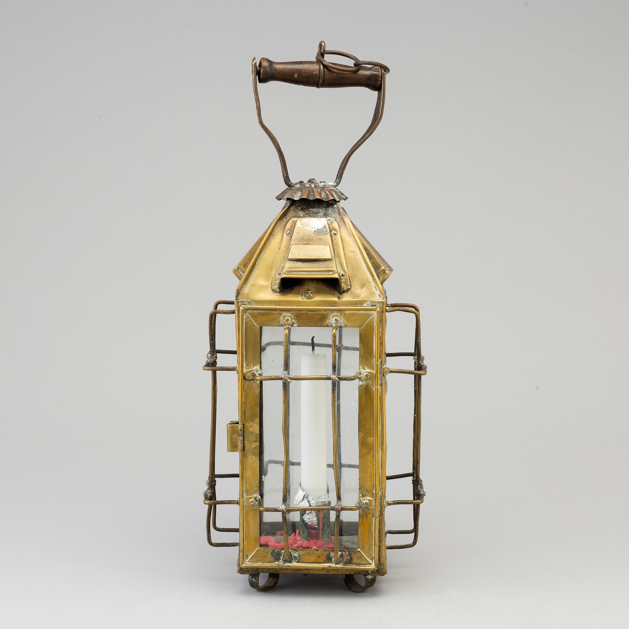 A BRASS LANTERN marked "Thule", 19th/20th century.