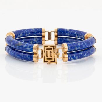 ARMBAND, guld och lapis lazuli.