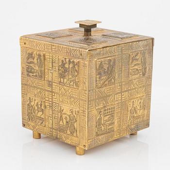 A brass cigarette box, probably mid 20th century.