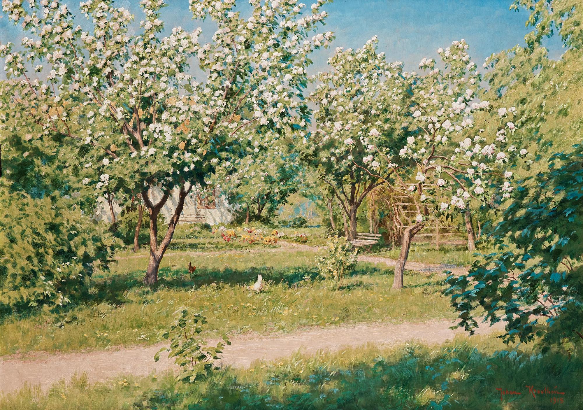Johan Krouthén, "Blommande äppelträd".