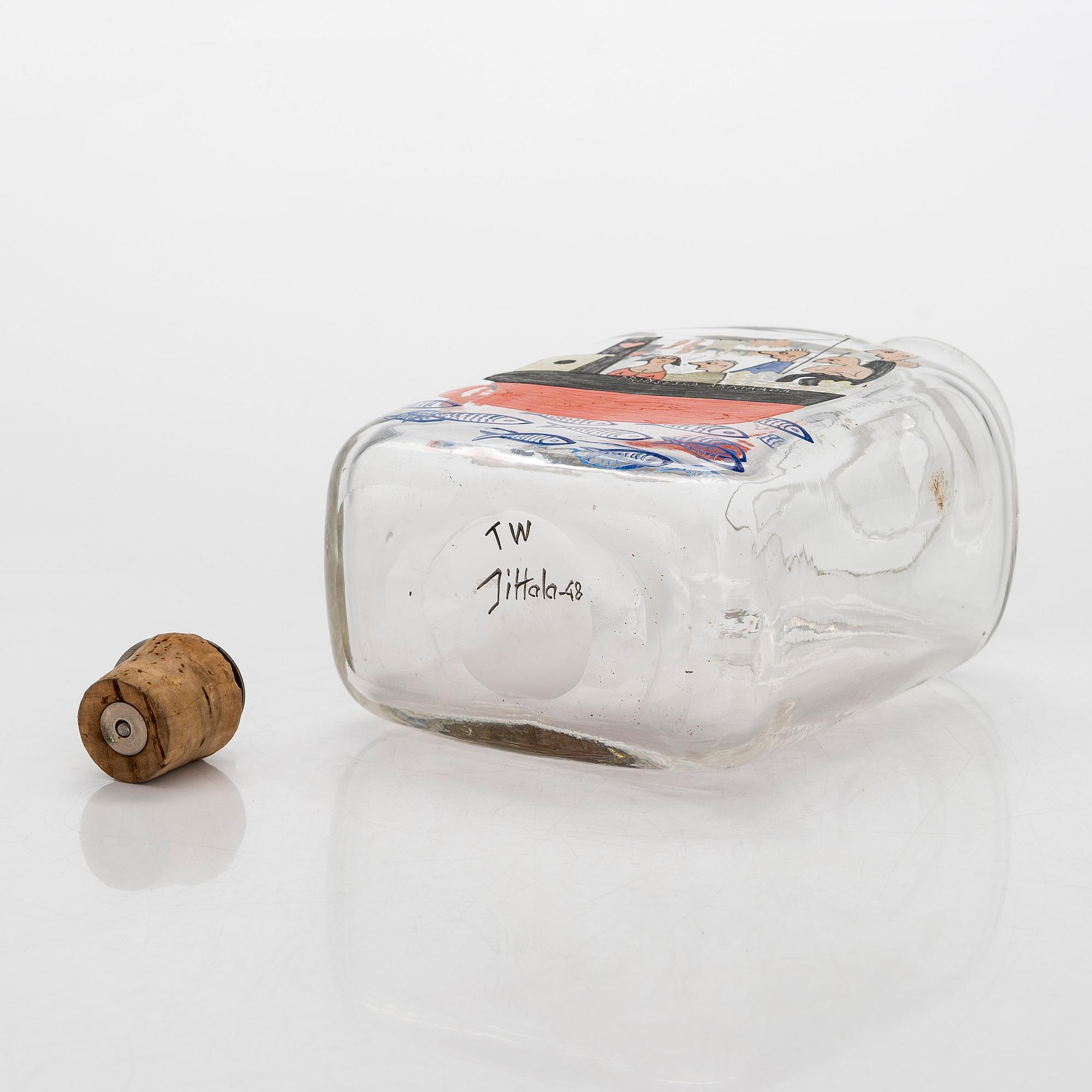 Tapio Wirkkala, viinapullo, lasia, "Prinsessa Armaada", signeerattu TW Iittala -48.