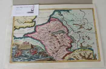 KARTA, kolorerad, Belgien. Clüver, 1729.