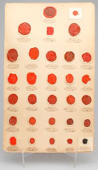 SIGILLSAMLING, 7 blad, mestadels svenska adelsvapen, 1800-tal.