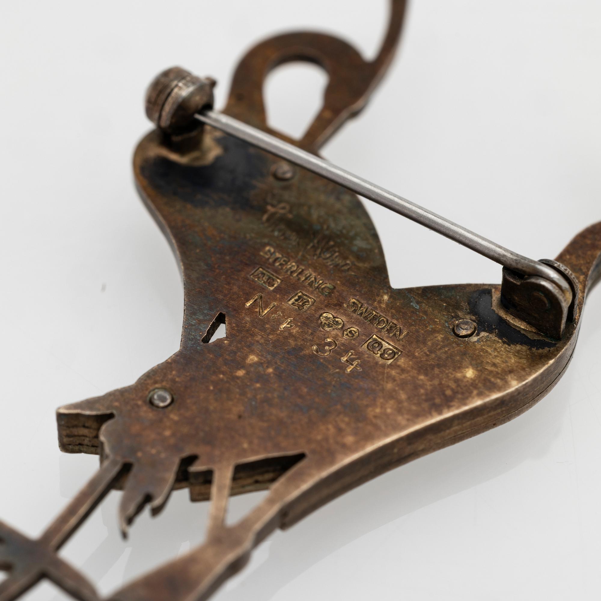 Wiwen Nilsson, Brooch, sterling silver, Lund 1966.