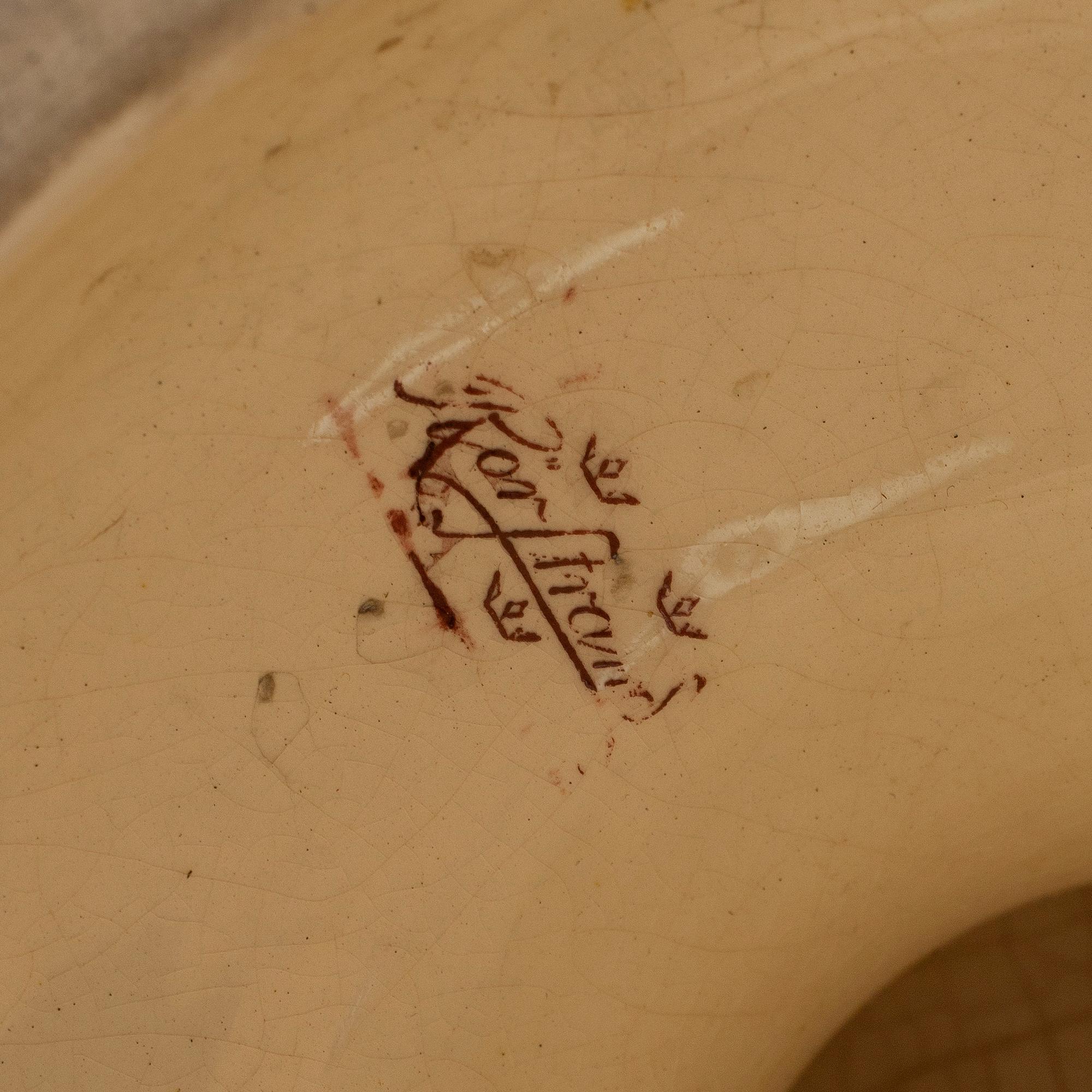 A ceramic pedestal and plant pot from Rörstrand, circa 1900.