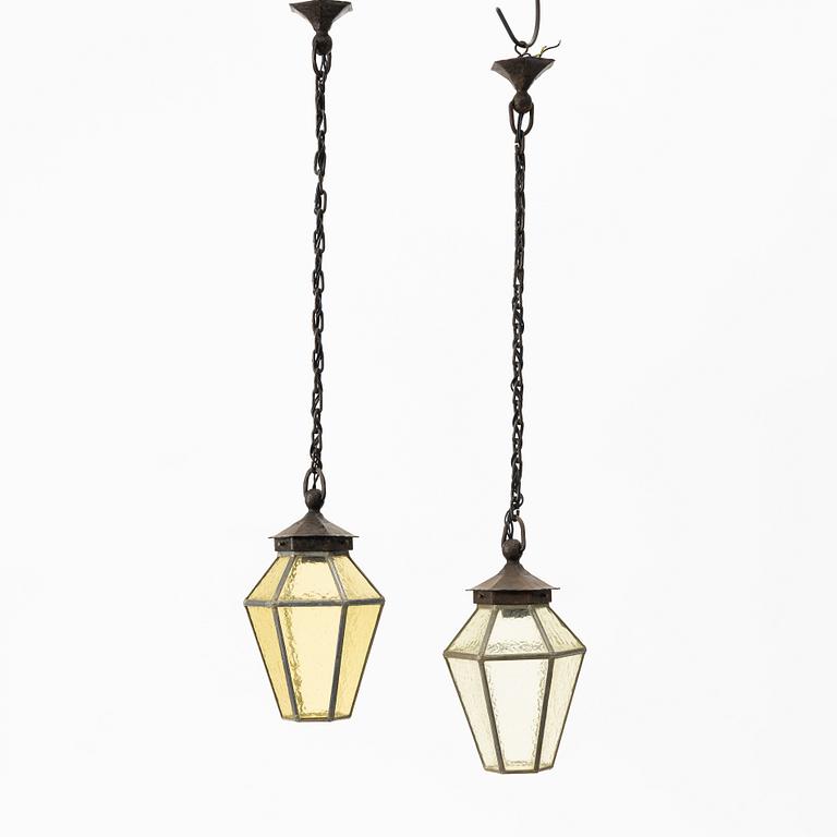 Harald Notini, a pair of ceiling lamps model 5912, Arvid Böhlmarks Lampfabrik, Stockholm, 1920s.