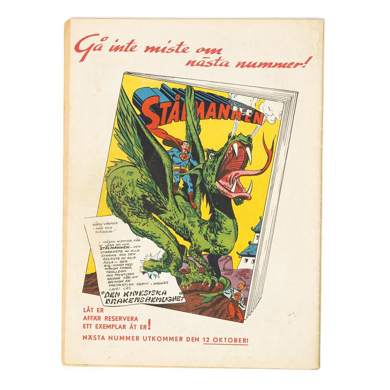 Comic book, “Stålmannen” No. 1, 1949.