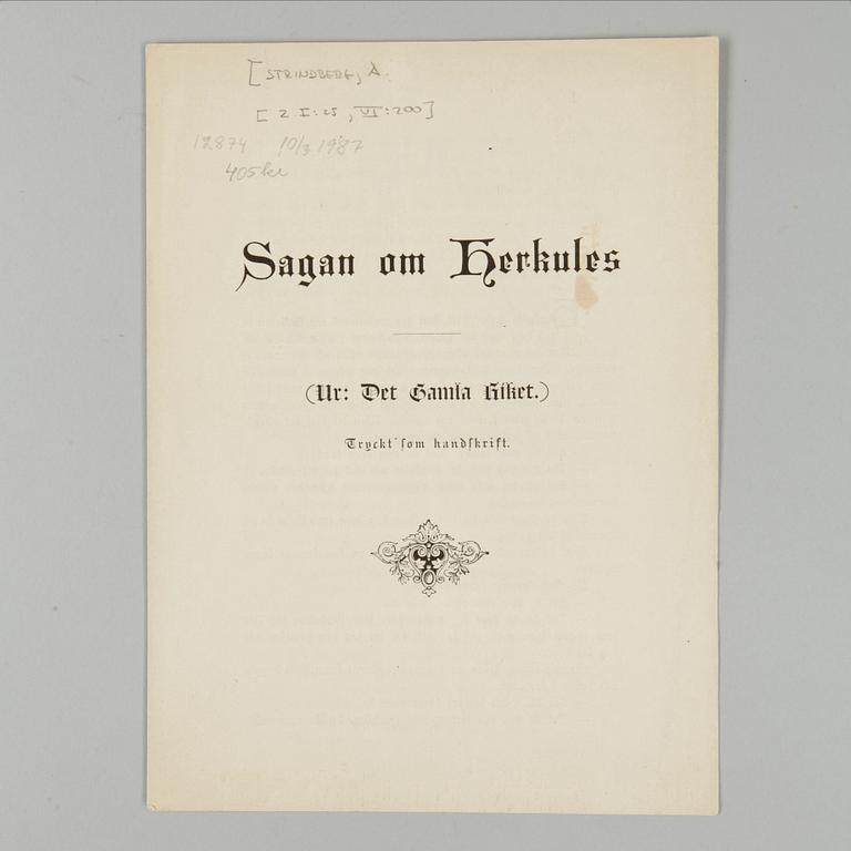 BOKPARTI STRINDBERG, 11 vol+3 häften, bla "I vårbrytningen", Stockholm 1881.