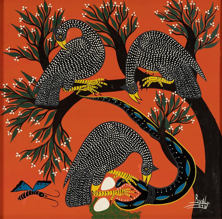 Aly, Tingatinga painting, Exotic Birds.