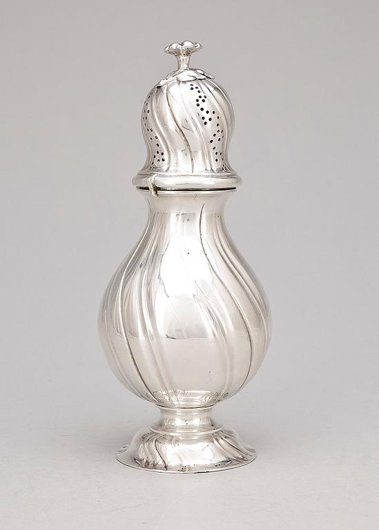 SOCKERRUSKA, silver, rokokostil, 1900-tal. Vikt ca 230 g.