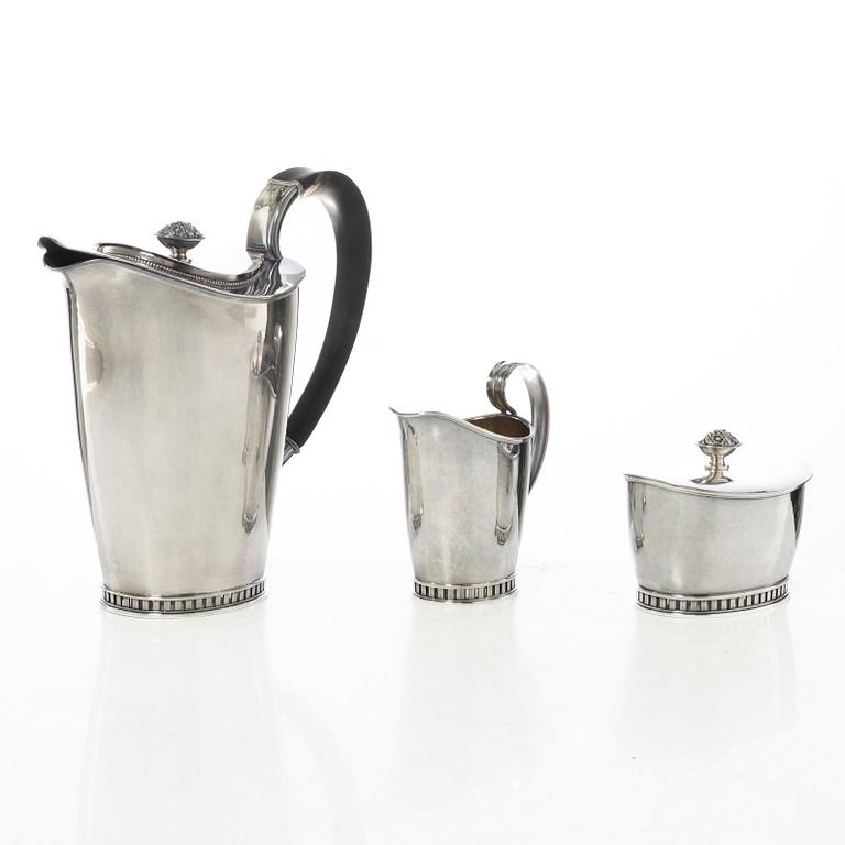 Sven-Arne Gillgren, Kaffeservis, 3 delar, silver, Swedish Modern, Stockholm 1965.