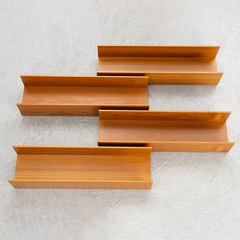 Walter Wirz, four wall shelves, Wilhelm Renz, Germany, 1960's.