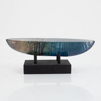 Bertil Vallien, a boat glass sculpture, Kosta Boda, Sweden, signed.