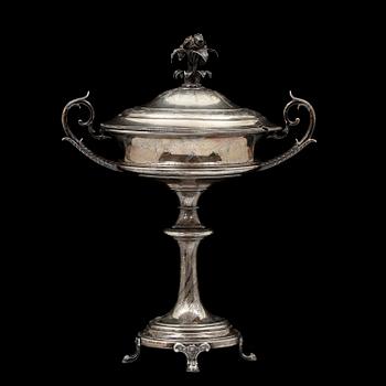 SOCKERSKÅL, empirestil, silver, Claes Peter Hedin, Jönköping, 1877. Tot vikt ca 690 g.