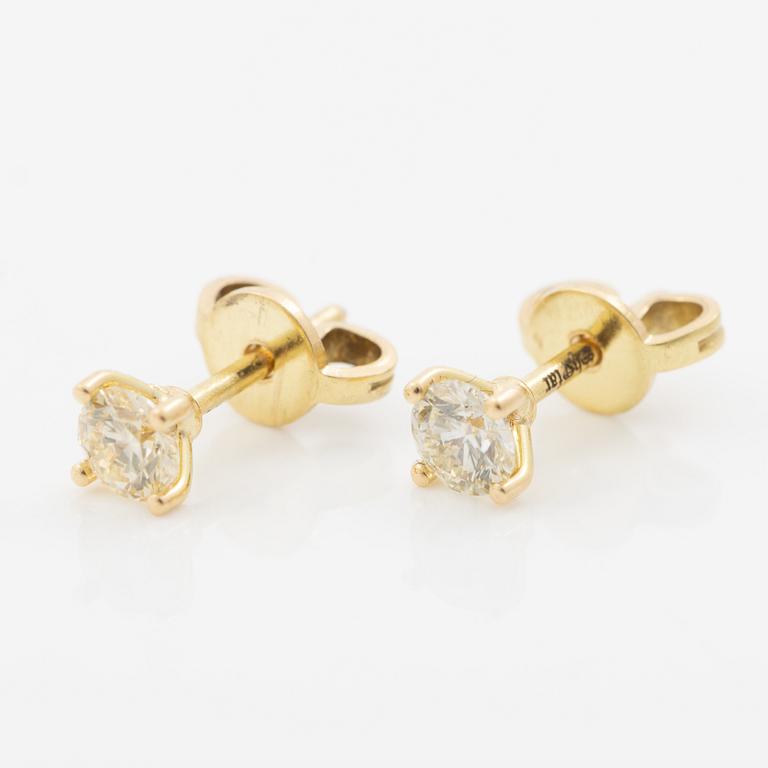 Earrings 18K gold with brilliant-cut diamonds.