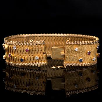 A BRACELET, diamonds, sapphires rubies, 18K gold.