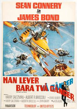 A Swedish movie poster James Bond "Man lever bara två gånger" (You only live twice), 1967.