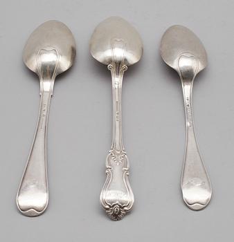 MATSKEDAR, 3 st, silver, olika, svenska stämplar, 1800-tal. Vikt ca 193 gram.